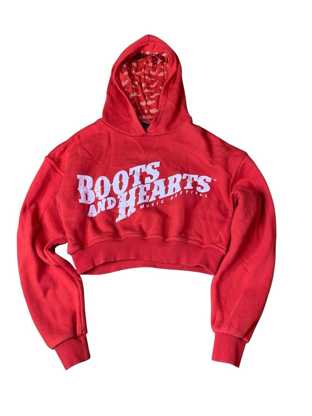 Boots and Hearts Music Festival Red Cropped Hoodie XS